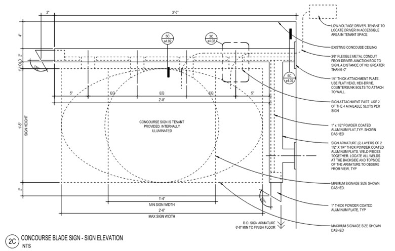 Concourse Blade Sign Side Elevation