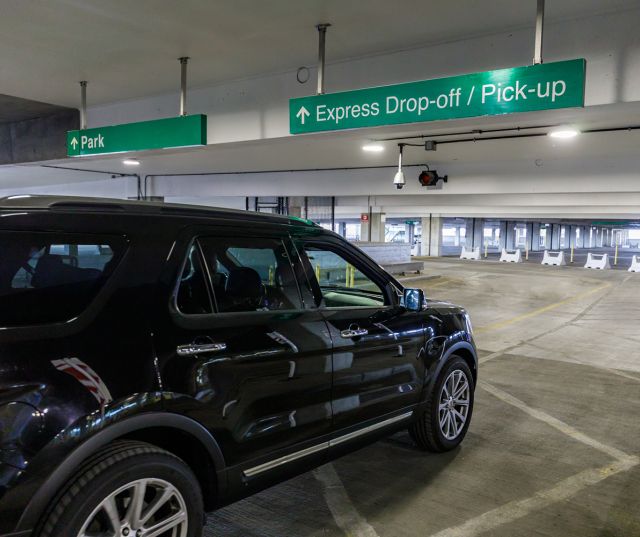 A car in the Terminal 2 Express Lane