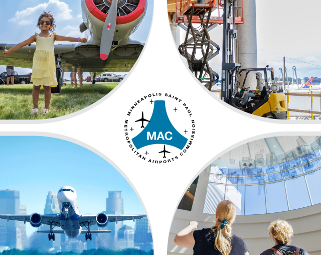 MAC logo with highlights from the year, including Terminal 2 construction and events.